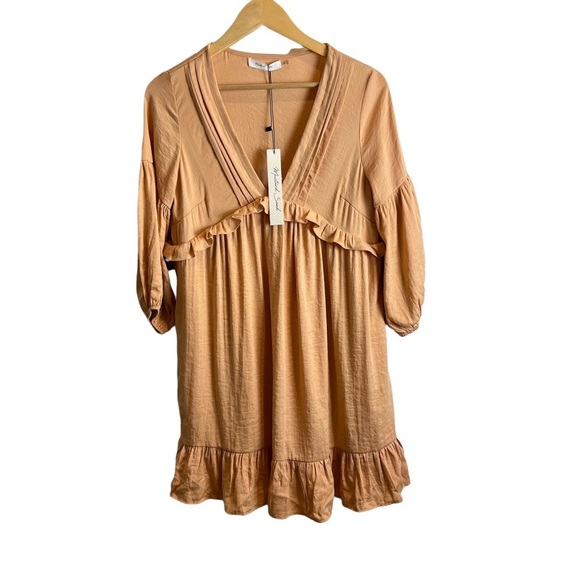 Mustard Seed flowy baloon sleeve dress ruffles boho size S - Picture 2 of 8